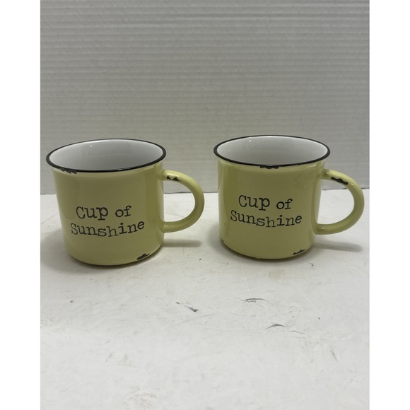 Natural Life Yellow "Cup Of Sunshine" coffee mug cup 4" Diameter - Picture 10 of 13